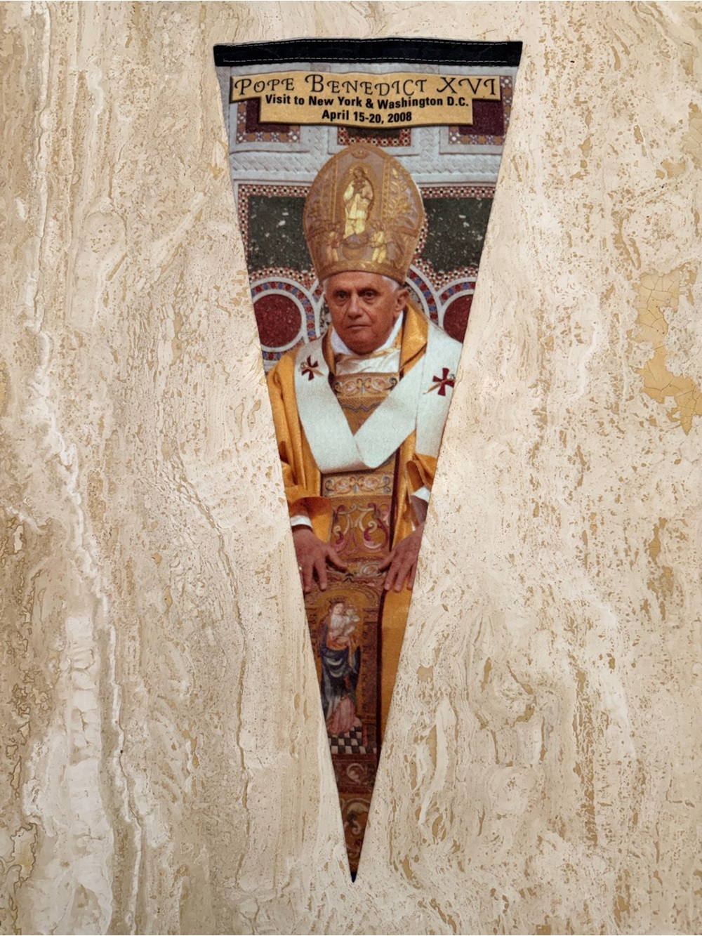 Commemorative Pope Benedict XV1 Religious Wall Pennant Felt 29” long